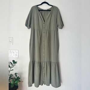 LOFT Sage Green Button-Down Dress